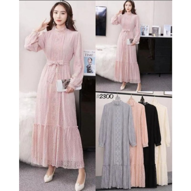 gamis brokat import halus + belt