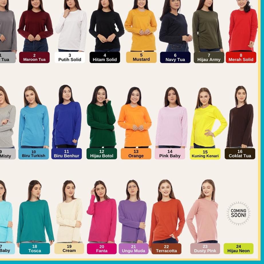 Barang Pilihan.. KAOS BAJU POLOS LENGAN PANJANG HITAM PUTIH POLOS WANITA CEWEK JUMBO COTTON COMBED 3