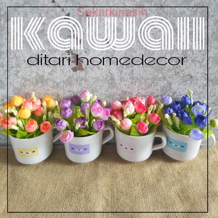 bunga palsu dekorasi cafe rumah shabby pot melamin -