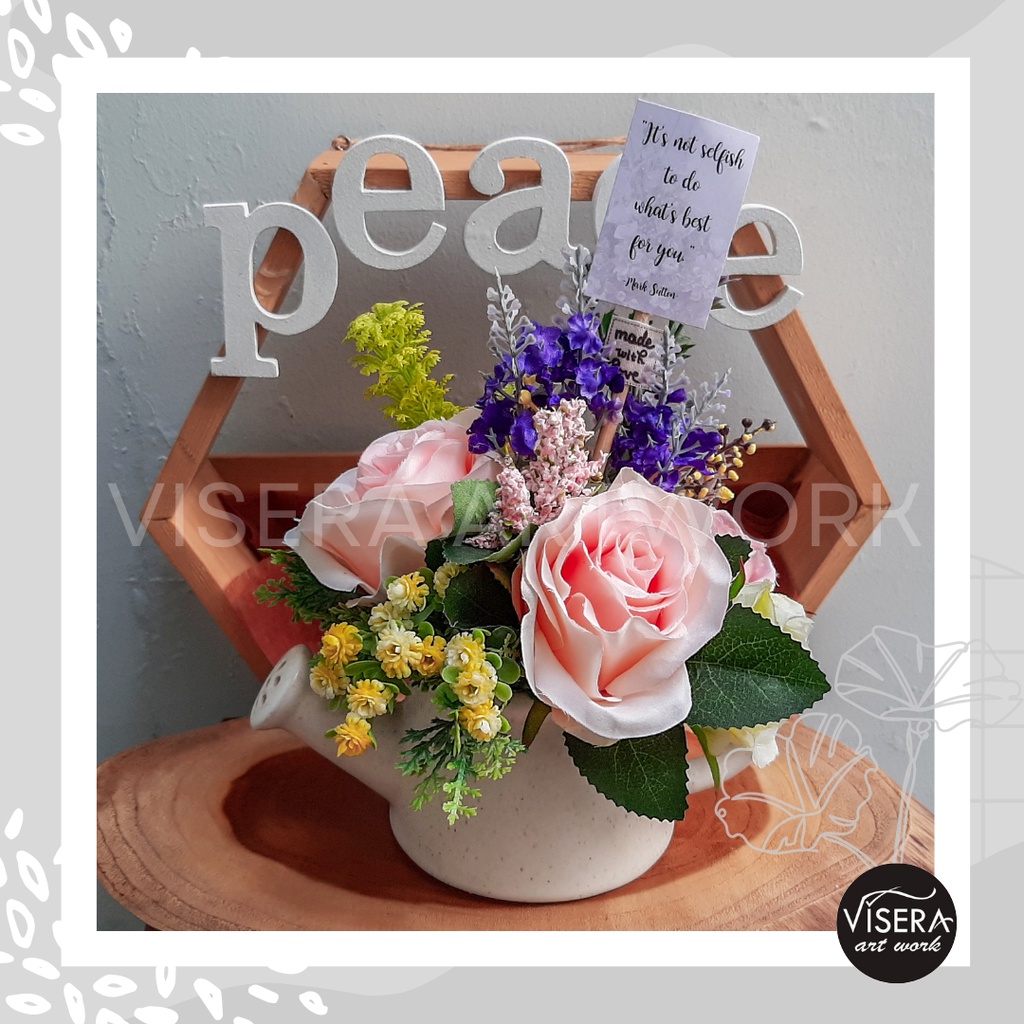 Rosy Garden Self Love Quoted Premium Flower Arrangement Rangkaian Bunga Premium Tema Self Love denga