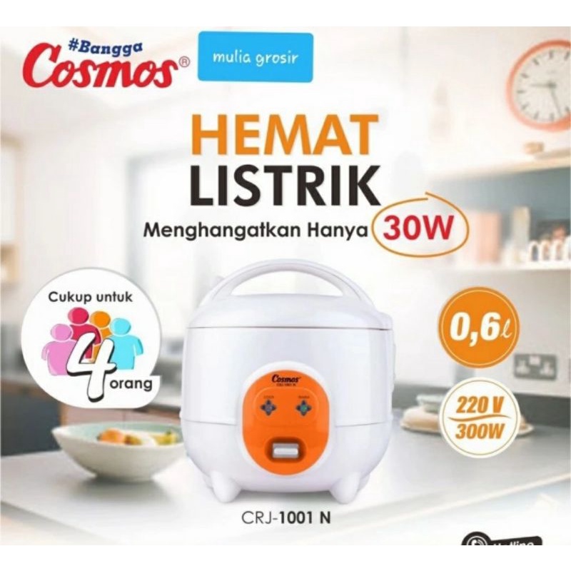 Magic Com Cosmos CRJ 1001 N 0.6L / Penanak Nasi Serbaguna 3in1 ( Masak Kukus Hangatin )