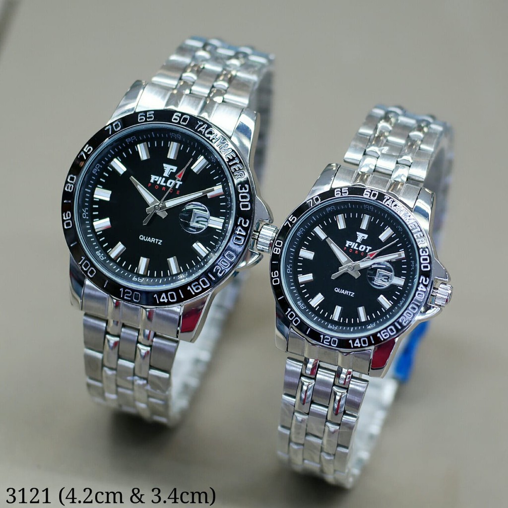 JAM TANGAN COUPLE / SEPASANG PILOT 3121 TANGGAL AKTIF ORIGINAL