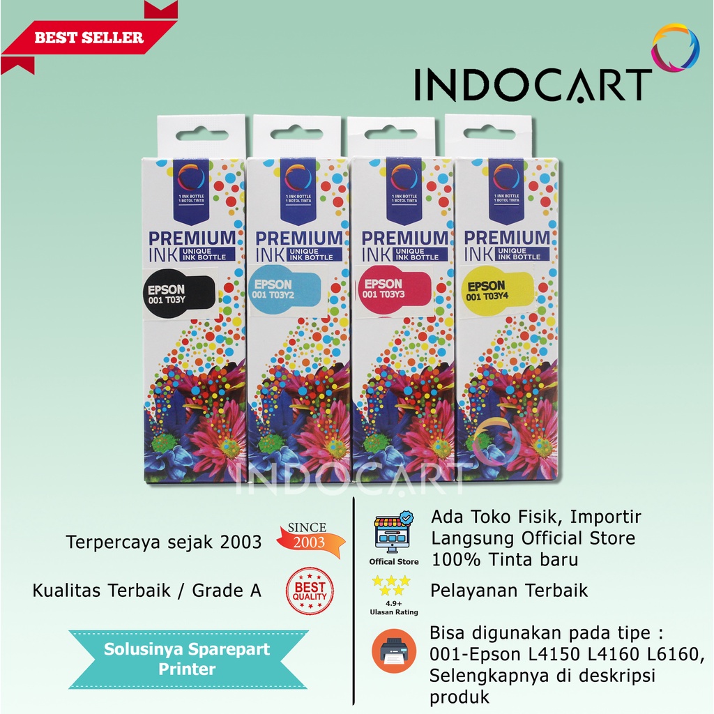 IndoCart Tinta Refill Printer Epson 001 003 Dye Ink-70ml