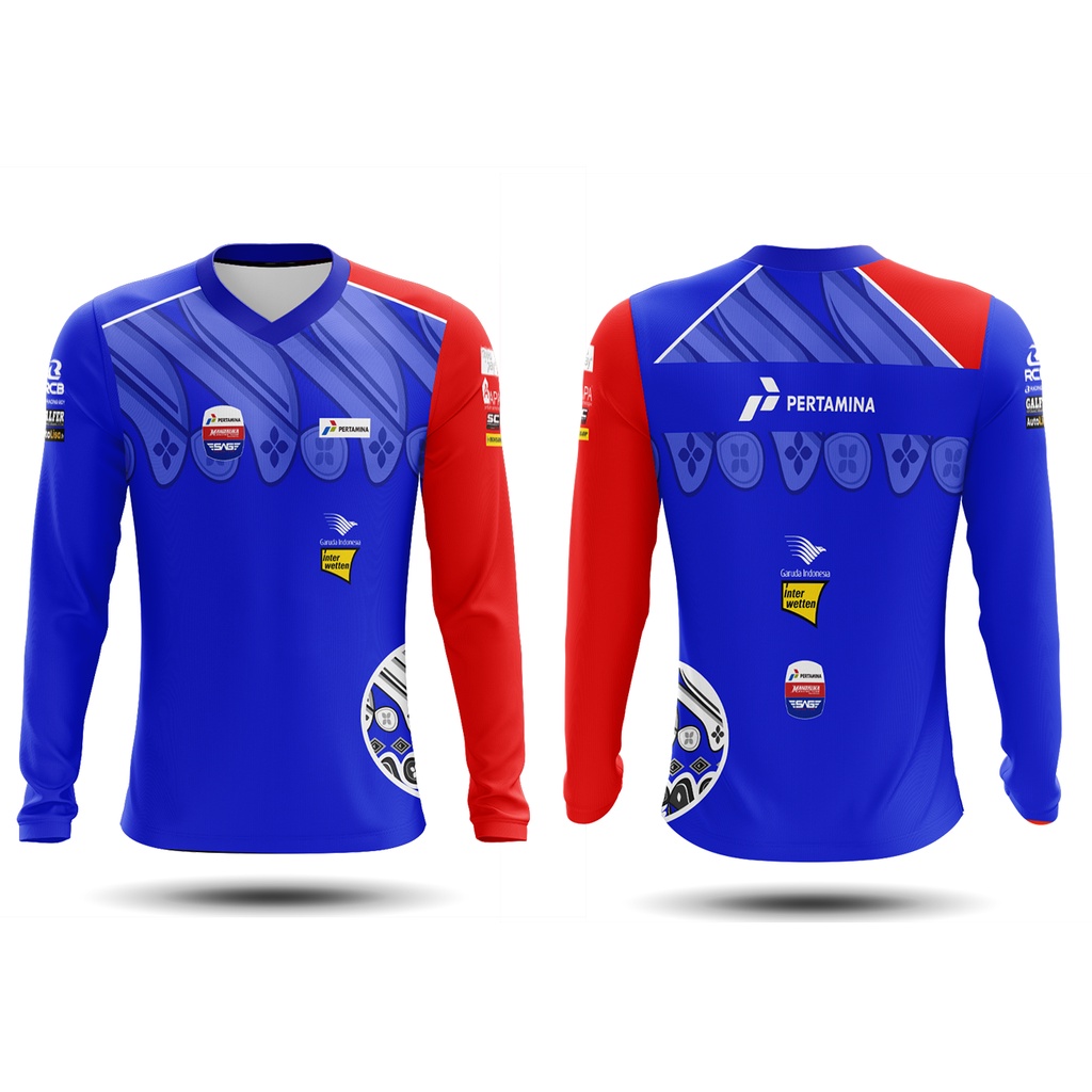 Utamamedia - Kaos Pria Mandalika Moto GP Lengan Panjang / Kaos Mandalika Kerah V-Neck