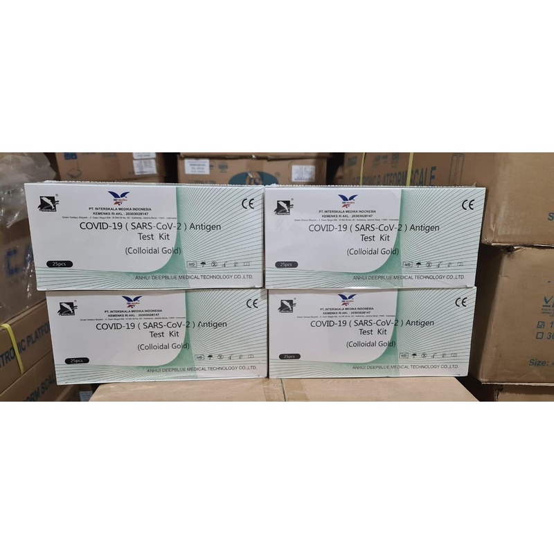 Antigen Kit anhui deepblue (1 box isi 25 pcs) 2 bh stick (hidung dan tenggorokan)