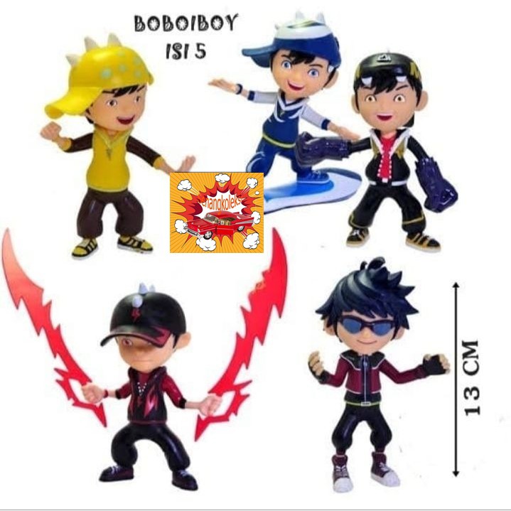 NEW- FIGURE/MAINAN ANAK/TOPPER CAKE FIGURE BOBOIBOY SUPRA HALILINTAR SET 5PCS