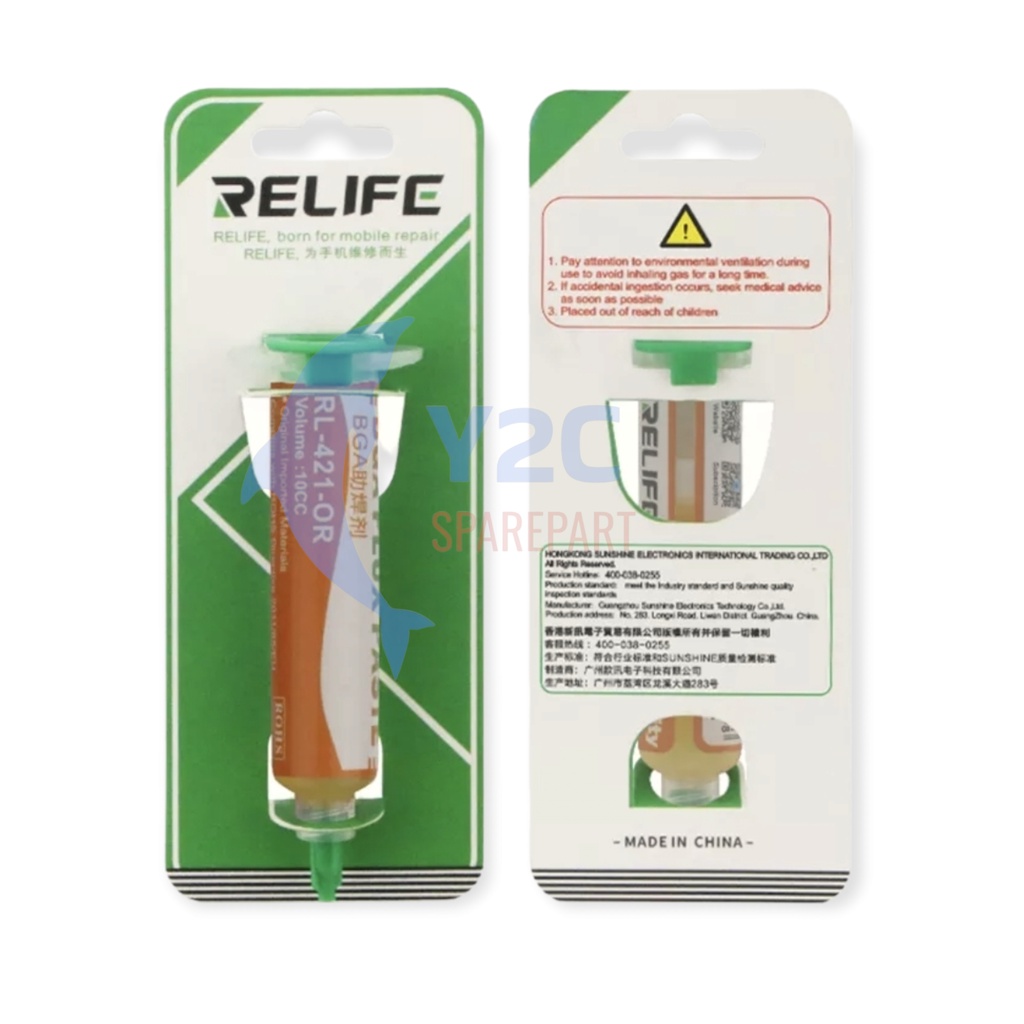 FLUX SOLDER PASTA RELIFE RL-421-OR BGA 10CC / ALAT SERVIS SERVICE HP LENGKAP TERLENGAP TERMURAH