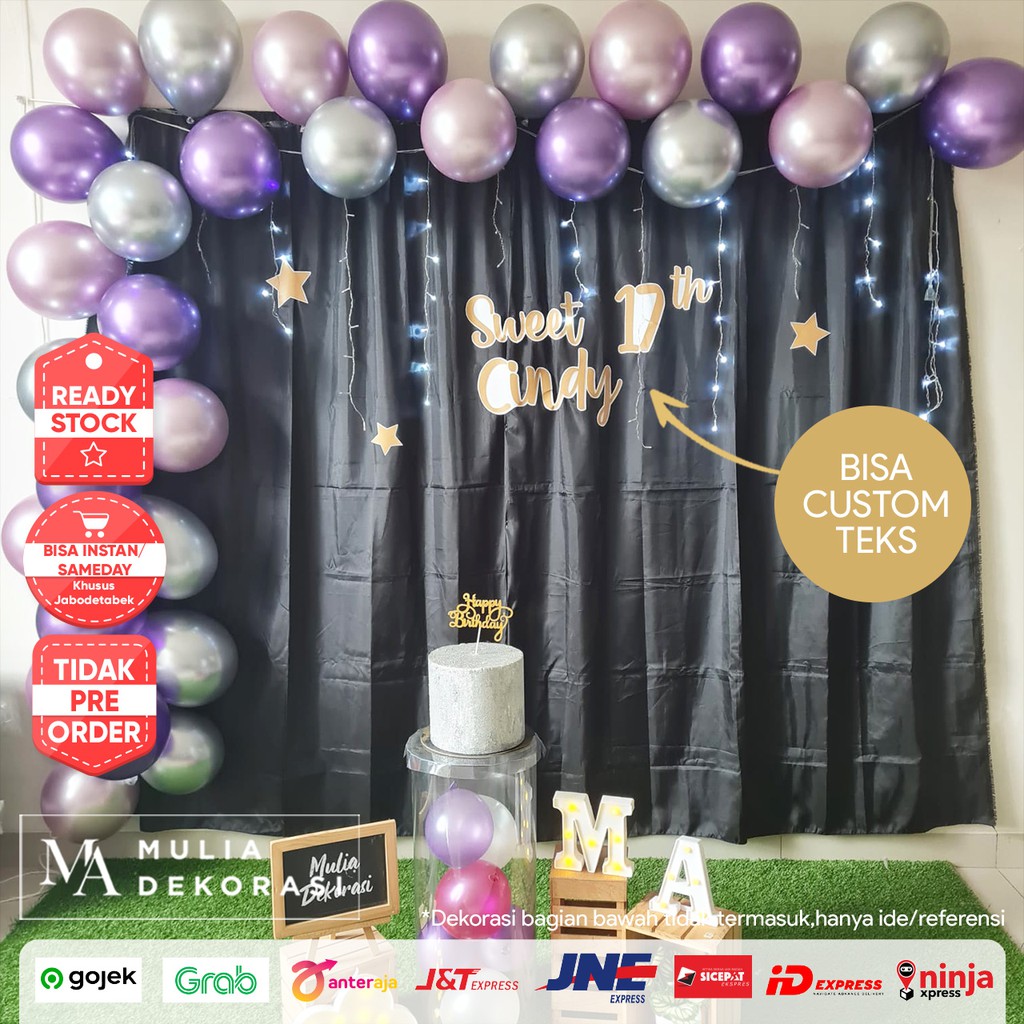 Dekorasi Sweet Seventeen 17 th Ultah Metalik Birthday DIY Paket Lengkap Photobooth Sweetcorner Decorations