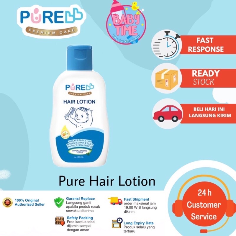 BPOM] - Pure BB Hair Lotion Losion Rambut Bayi - 80ml &amp; 230ml PureBaby Baby