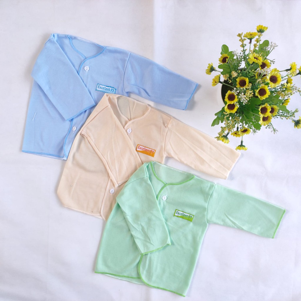 12 pcs Baju Bayi Anak Atasan Panjang Warna Polos