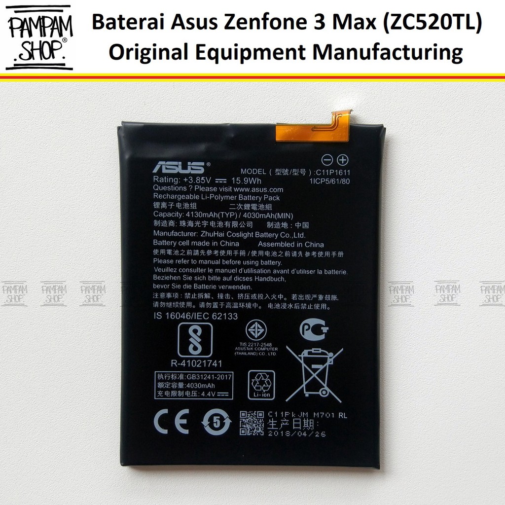 Baterai Asus Zenfone 3 Max 5.2 Inch ZC520TL X008DA C11P1611 Inci Inchi Batrai Batre Battery HP