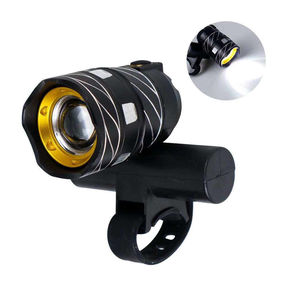 TaffLED Lampu Sepeda LED Chargerable Zoomable Bicycle Headlight CREE XML-T6 - ZK30 - 7RRS0NBK Black