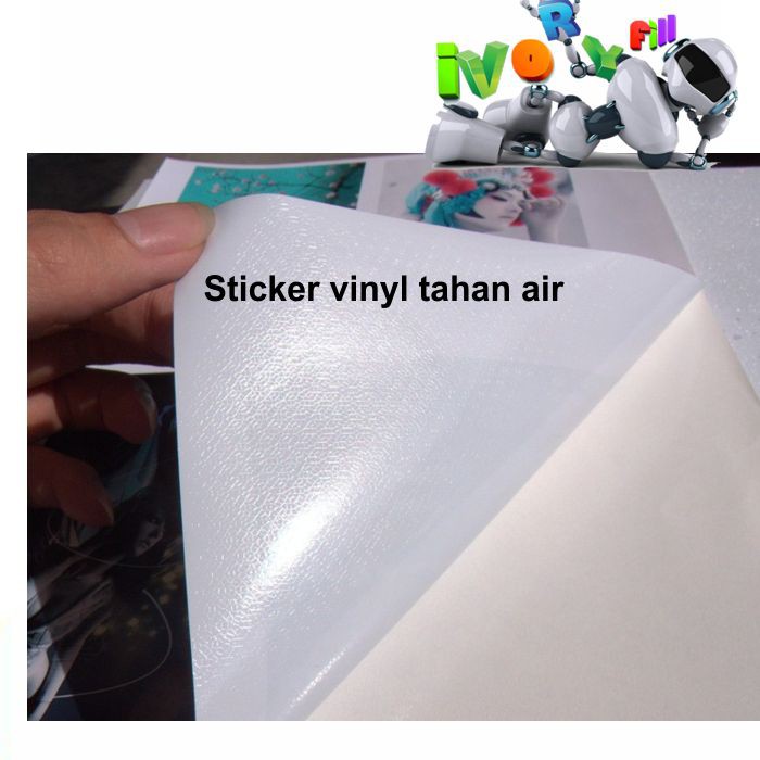 kertas sticker stiker glossy tahan air vinyl bisa cetak di semua printer tinta dan printer