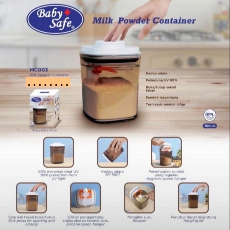 Baby Safe Milk Powder Container 1700ml 700ml Kedap Udara Toples Sufor Bayi MC003 MC005 Wadah Susu Formula Kedap Udara FREE SENDOK