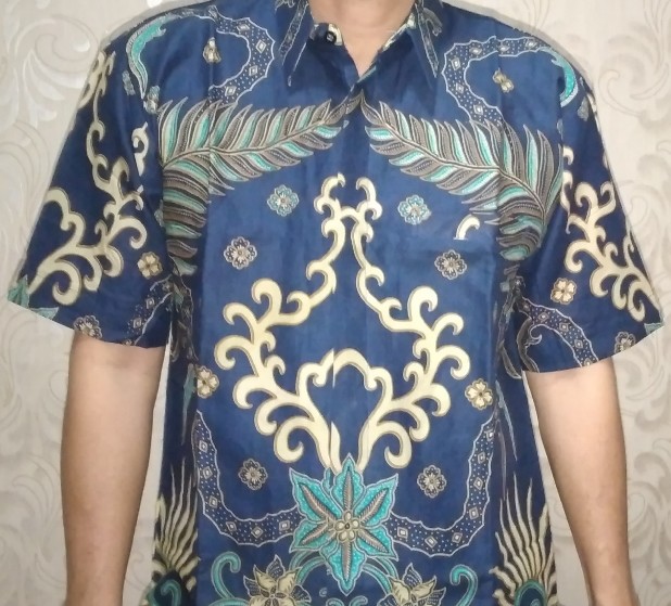 Aswangga Dongker Pendek Kemeja Batik Pria Full Furing Bahan Katun Halus Baturaden