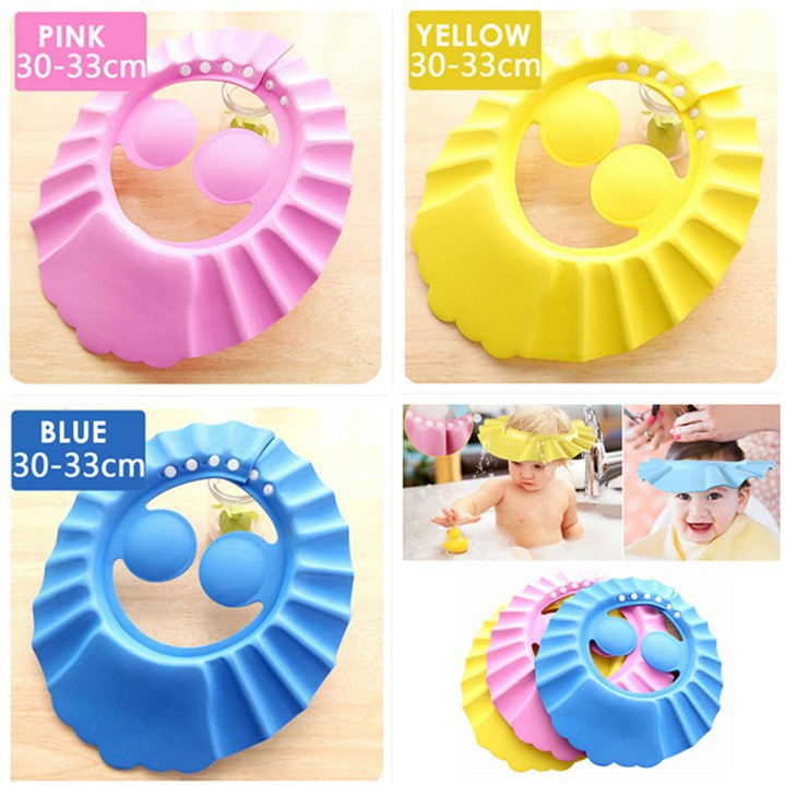 MOGYMOGY HL0103 Topi Keramas Anak Kancing Dengan Penutup Telinga Shower Cap Mandi Bayi