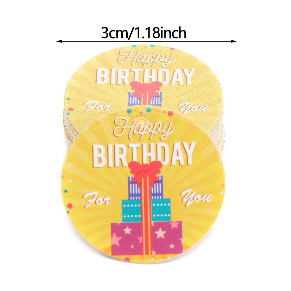 Solighter 100 Pcs Label Happy Birthday Dekorasi Rumah Perlengkapan Pesta Kertas Kartu Pembungkus Kado