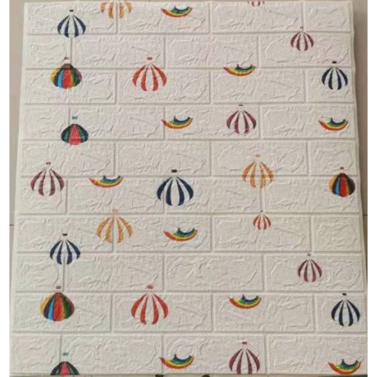 Wallpaper Dinding 3D Foam Batu Bata WallSticker Bintang WallSticker Kayu 70cm x 77cm.-MOTIF Baloon