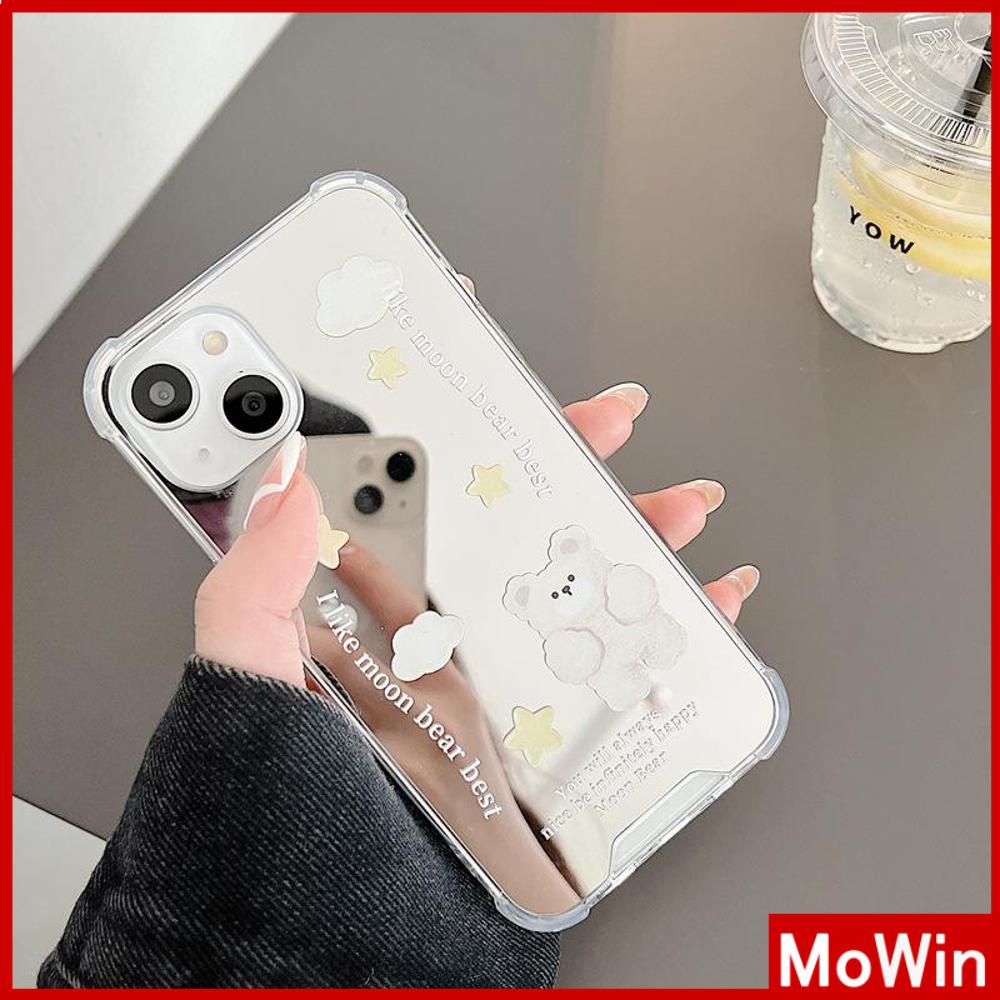 iPhone Case Acrylic Mirror Airbag Shockproof Protection Camera Cloud Cute Bear Compatible with iPhone 11 iPhone 13 Pro Max iPhone 12 Pro Max iPhone 7 Plus iPhone xr