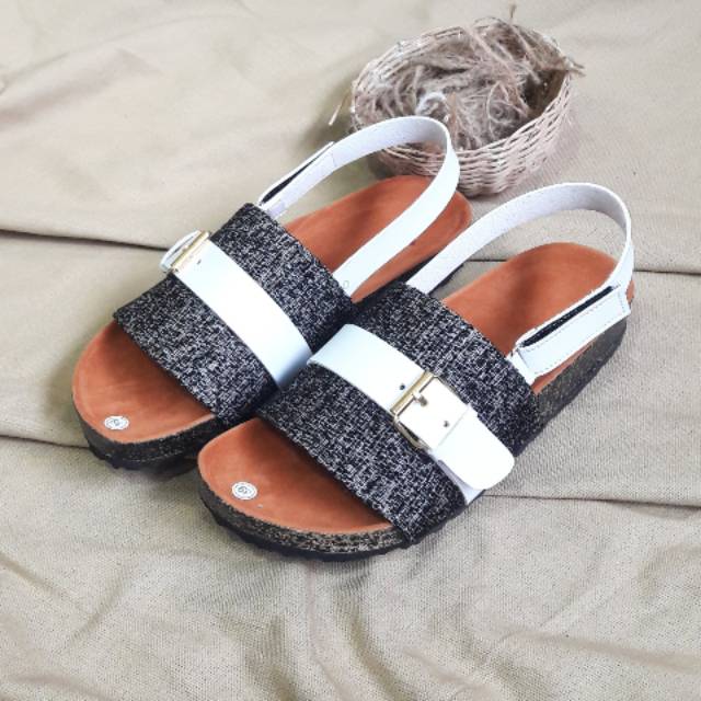  BISA COD SANDAL  BIRKEN WANITA KOKOP CANVAS GESPER TALI  