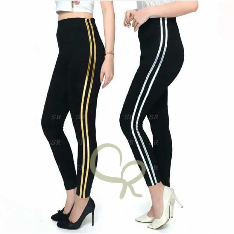 Legging Panjang List Pita Samping Warna Import Melar Jumbo