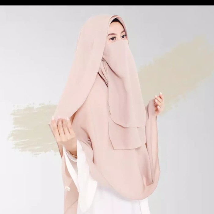 Hijab Kerudung Jilbab instan syar'i jumbo gratis cadar 2 layer - Putih
