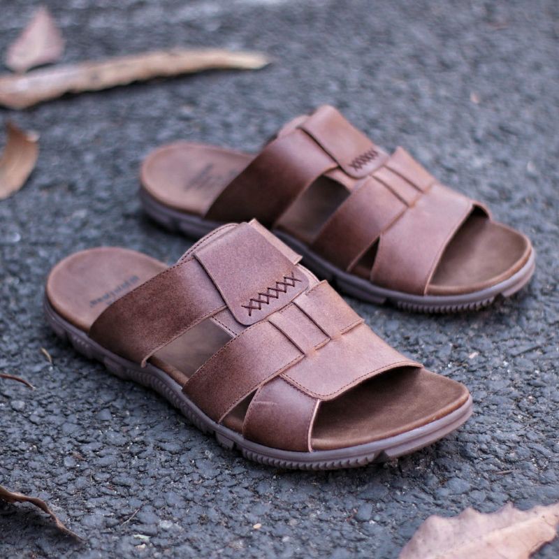 SANDAL KULIT PRIA 05 CEVANY BLACK BROWN TAN KULIT SAPI ASLI ORIGINAL