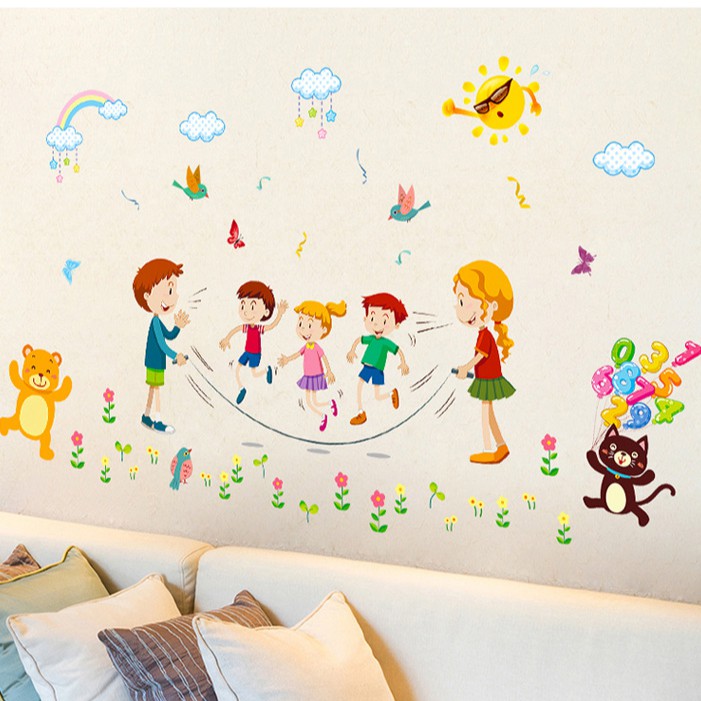 Reliza Wall Sticker Lompat Tali Anak Bermain Study Stiker Dinding LDR 7195