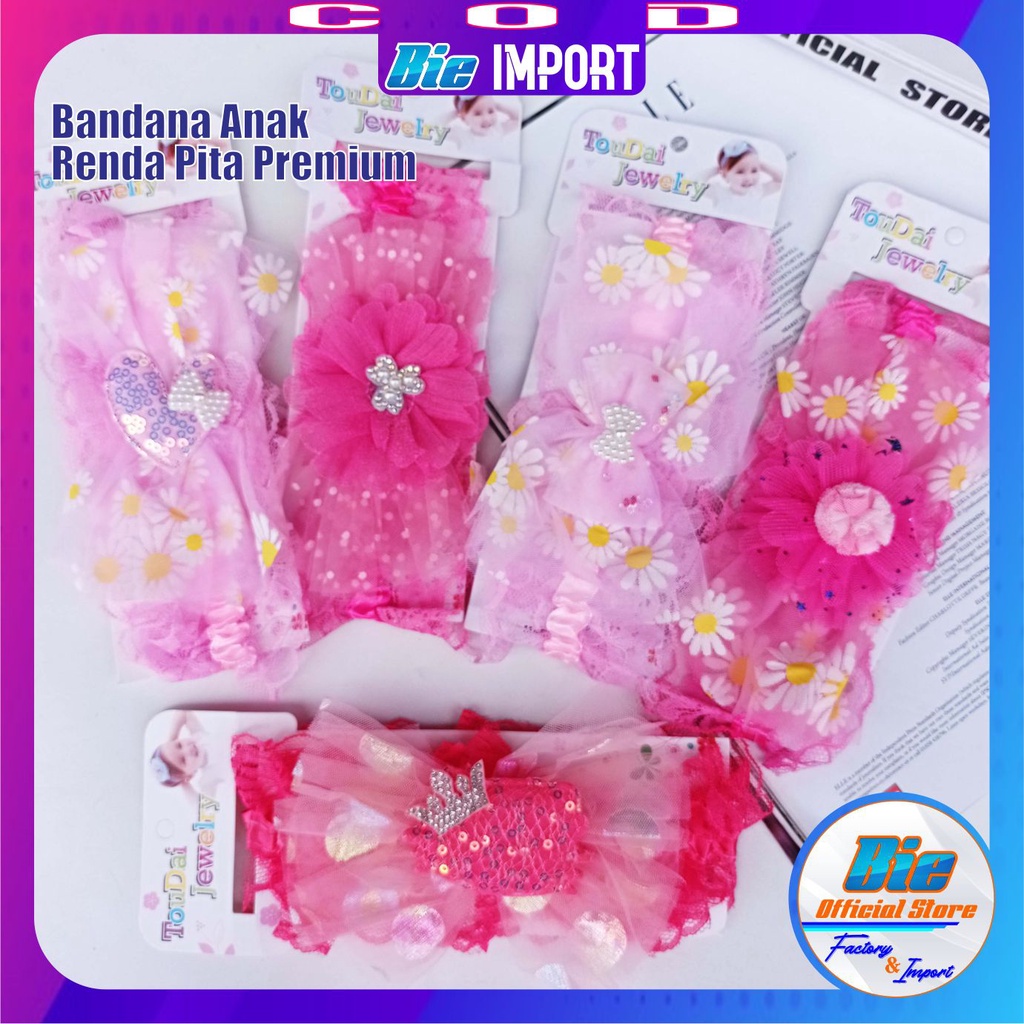 Bandana Anak Korea Renda Karakter Premium Impor Best Seller