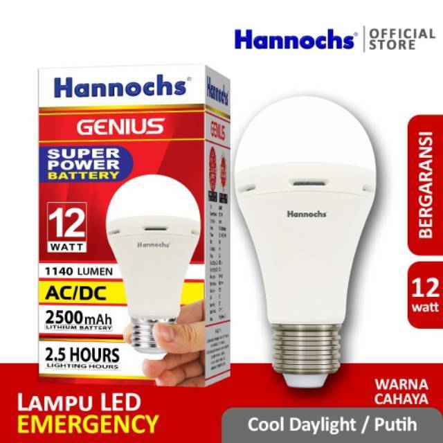 Lampu Led Hannochs 12w Genius AC/DC