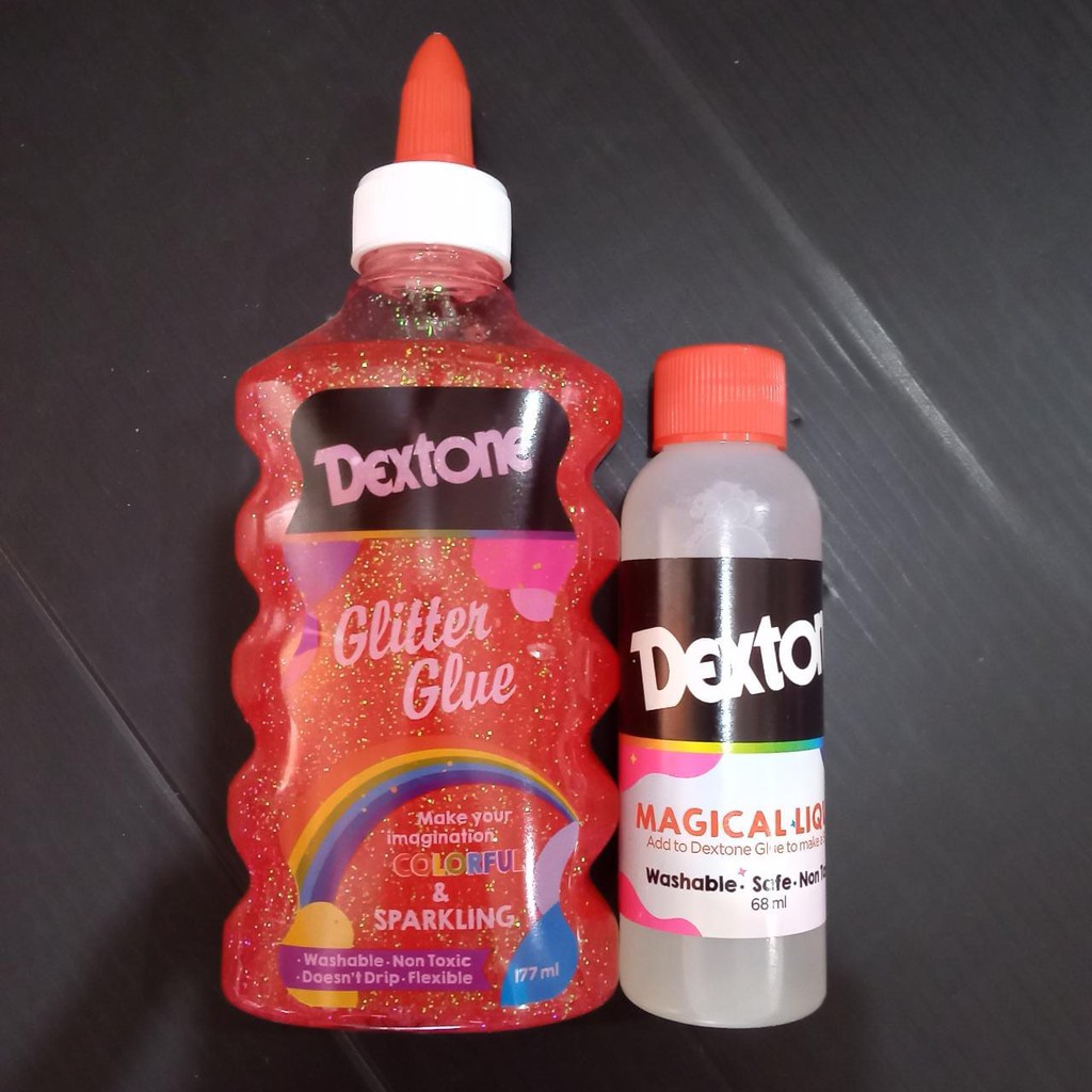 

Dextone Glitter Glue + Magical Liquid Bisa jadi Lem, Slime, dan Craft / Kerajinan Warna Merah