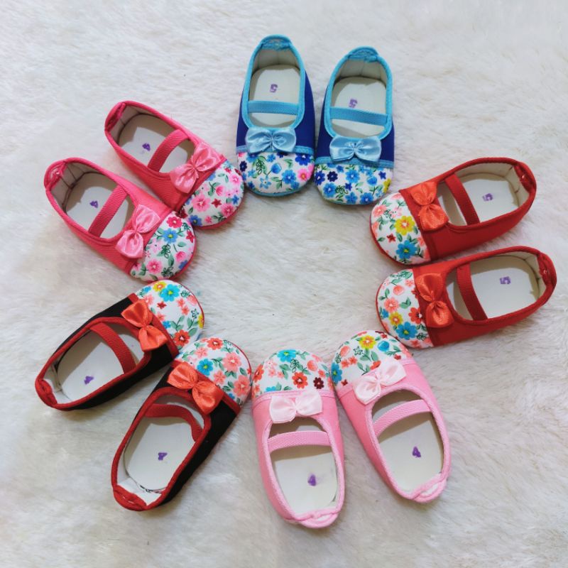 Sepatu Bayi Bunga Pita Canvas Murah Ringan Baby New Born Shoes Prewalker