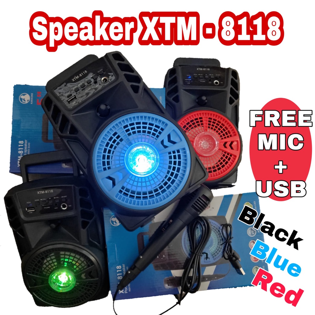 Speaker Bluetooth Wireless Portable USB XTM 8118 Extra Bass FREE MICROPHONE / Speaker XTM 8118