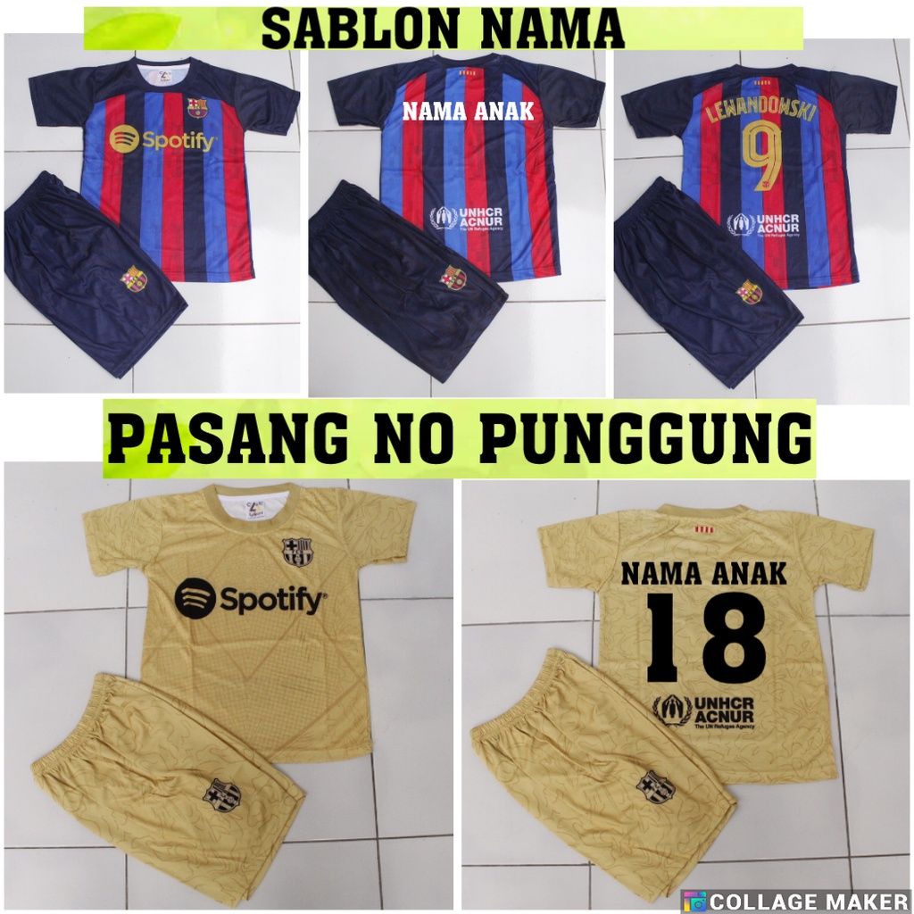 JERSEY BAJU BOLA BARCELONA KIDS PRINTING USIA 5-12THN