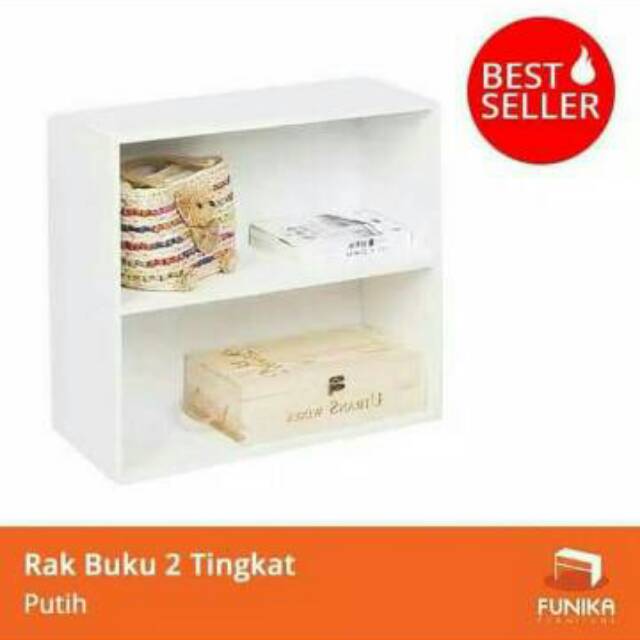Rak buku serbaguna 2 susun rak minimalis putih elegan