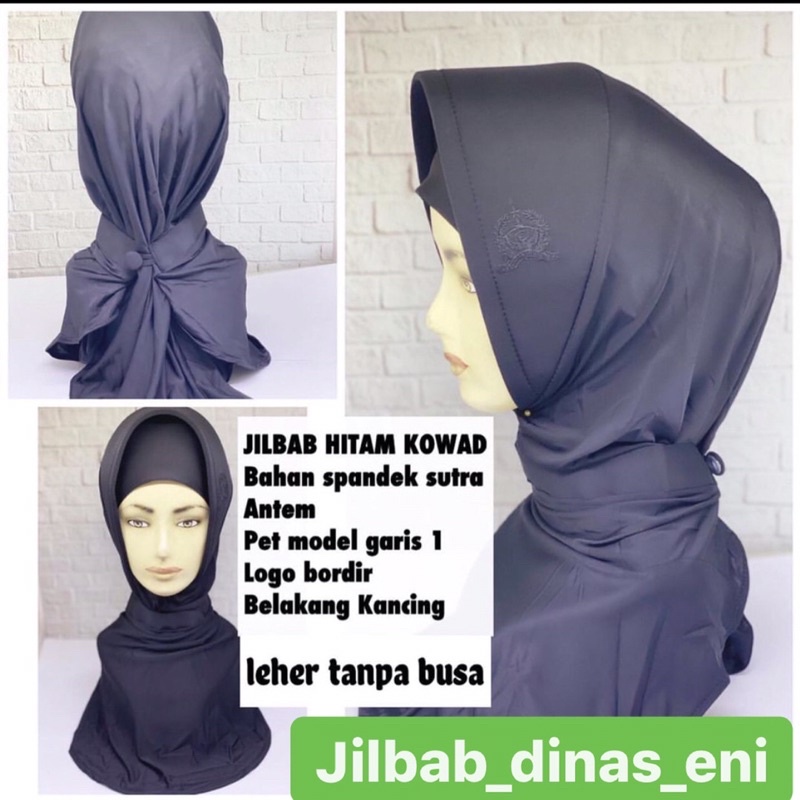 JILBAB HITAM KOWAD LOGO BORDIR