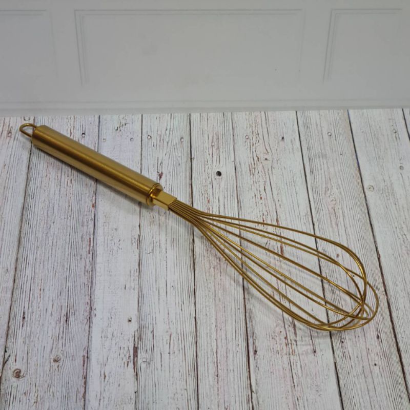 stainless Gold balloon whisk  / egg beater full gold / pengocok kue