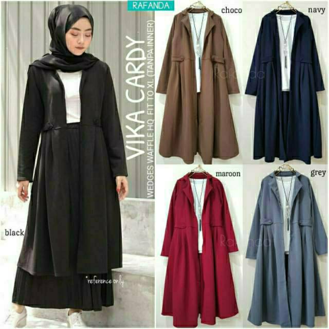 Vika Cardy, KARDIGAN WANITA MUSLIM CANTIK BAHAN WEDGES WAFFLE LD 98-110 TERMURAH PALING LARIS OOTD