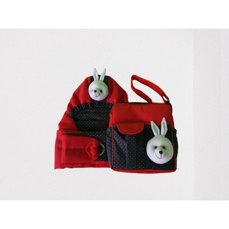 tas slempang perlengkapan bayi kecil dan gendongan topi kerut set