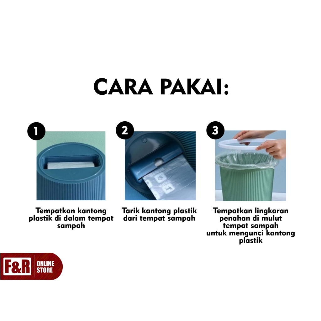 Tong Sampah Portable dengan Tempat Kantong Plastik Sampah Refill Isi Ulang Roll Gulungan Otomatis