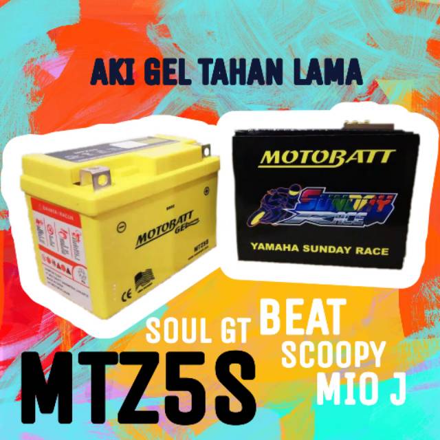 Aki motor Mio /////// Aki motor beat ///// Aki soul Gt /// Aki gel tahan lama motobatt  MTZ5S