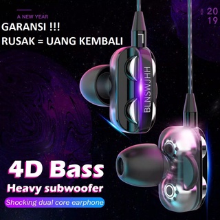 Earphone In-Ear Stereo 4D Super Bass dengan Mic + Kabel Jack 3.5mm - Type Sport