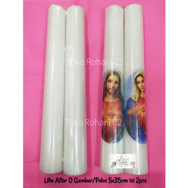 Lilin Altar Gambar/ Polos  O 5x35cm - Lilin Rohani - Lilin Altar