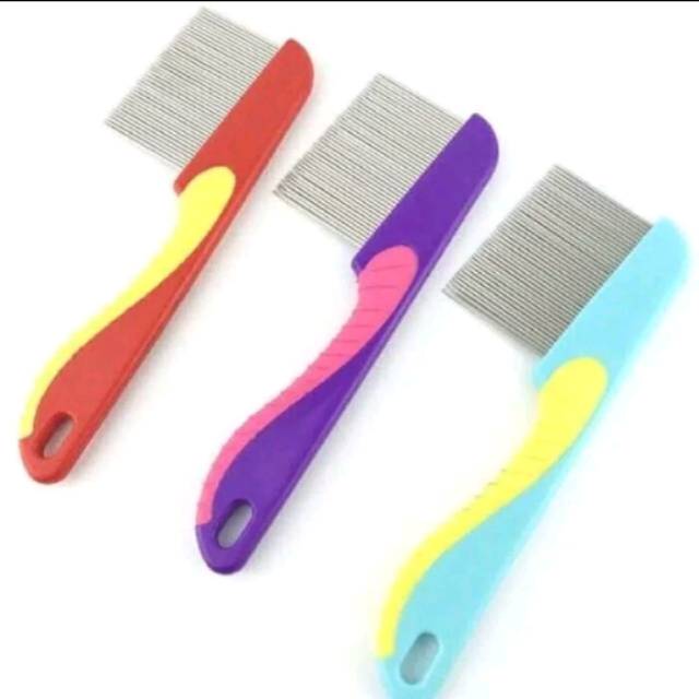 Sisir Anti Kutu Ketombe Grooming Anjing Kucing Stainless Steel Serit Warna