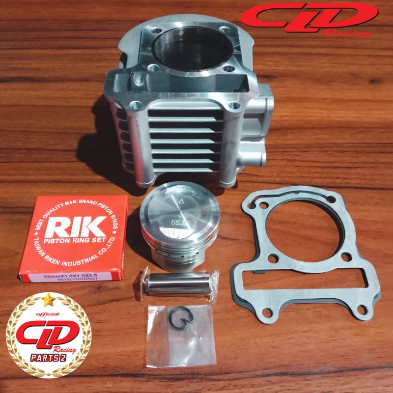 PAKET BLOK BORE UP BEAT FI/SCOOPY FI NON ESP OS 55MM/130CC CLD RACING ORIGINAL.