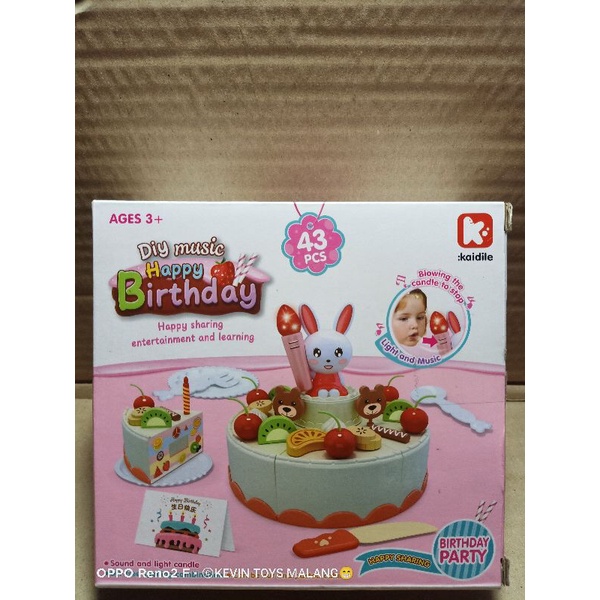 986-1 MAINAN KUE TART BATERAI + MUSIC DAN LED / MAINAN HAPPY BIRTHDAY DIY MUSIC AND LIGHT