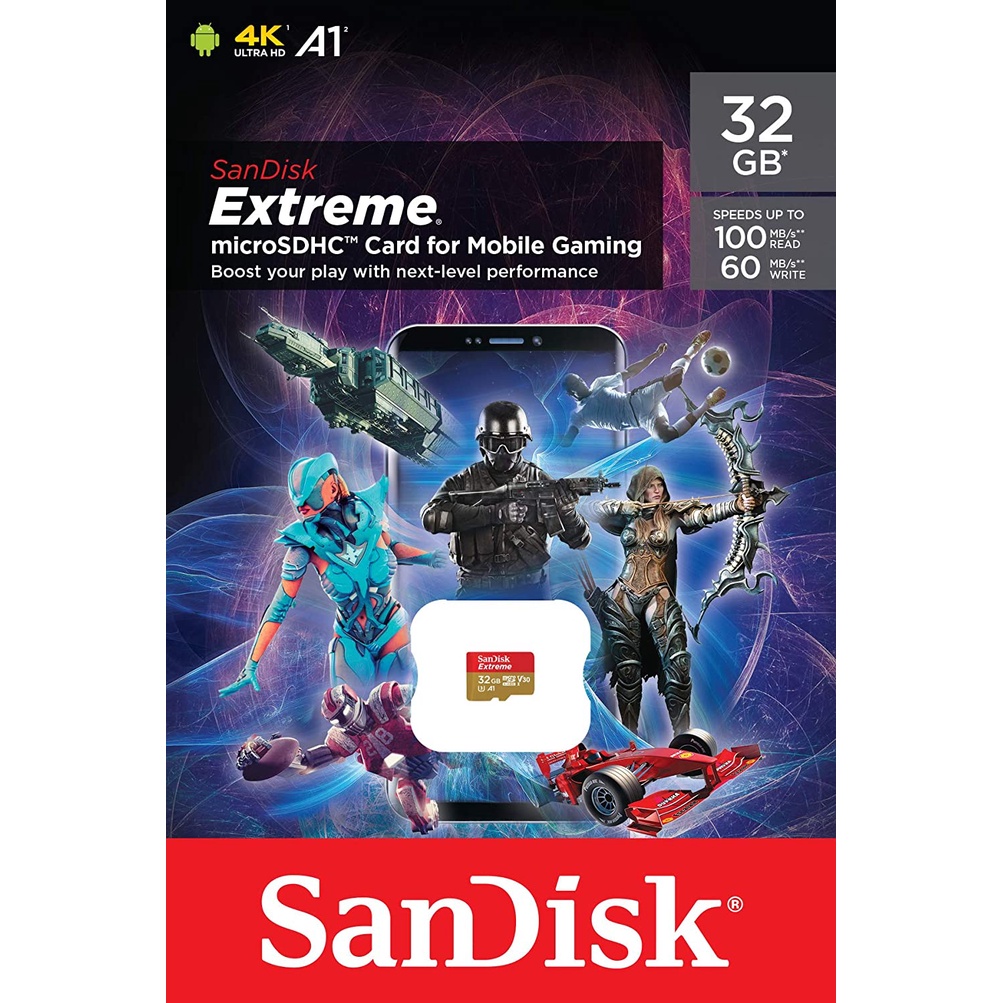 Micro SD SanDisk Extreme SDHC 32GB 100MB/s for Mobile Gaming