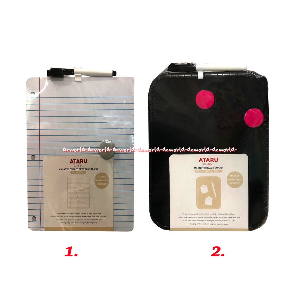 Ataru Magnetic Black Board &amp; Stripes Dry Erase Board Papan Tulis Magnet Dengan Marker