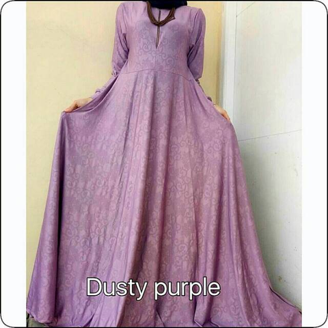 gamis jersey embos print dusty purple