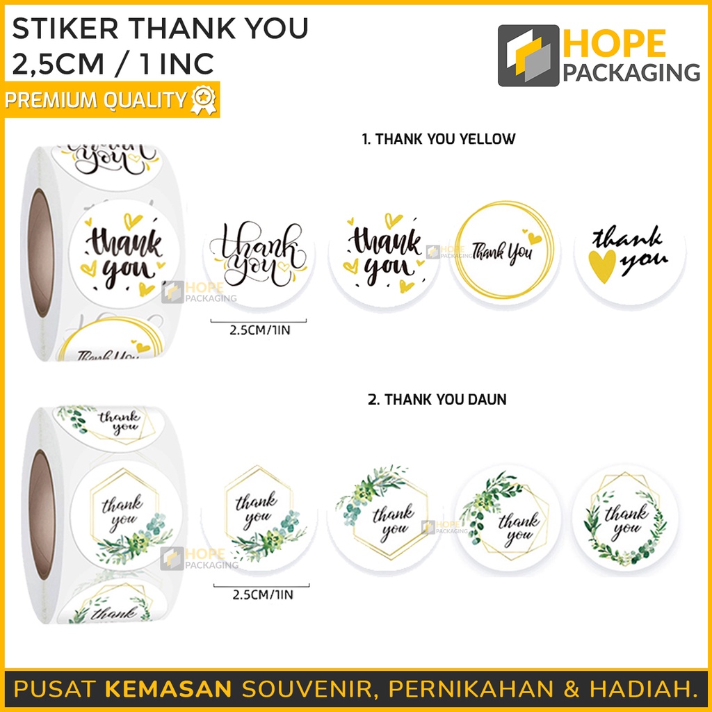 Sticker Label 2.5cm / 1 Inch Thanks Yellow / daun / dried flower / Thanks for your order stiker kotak lucu packing hampers souvenir makanan